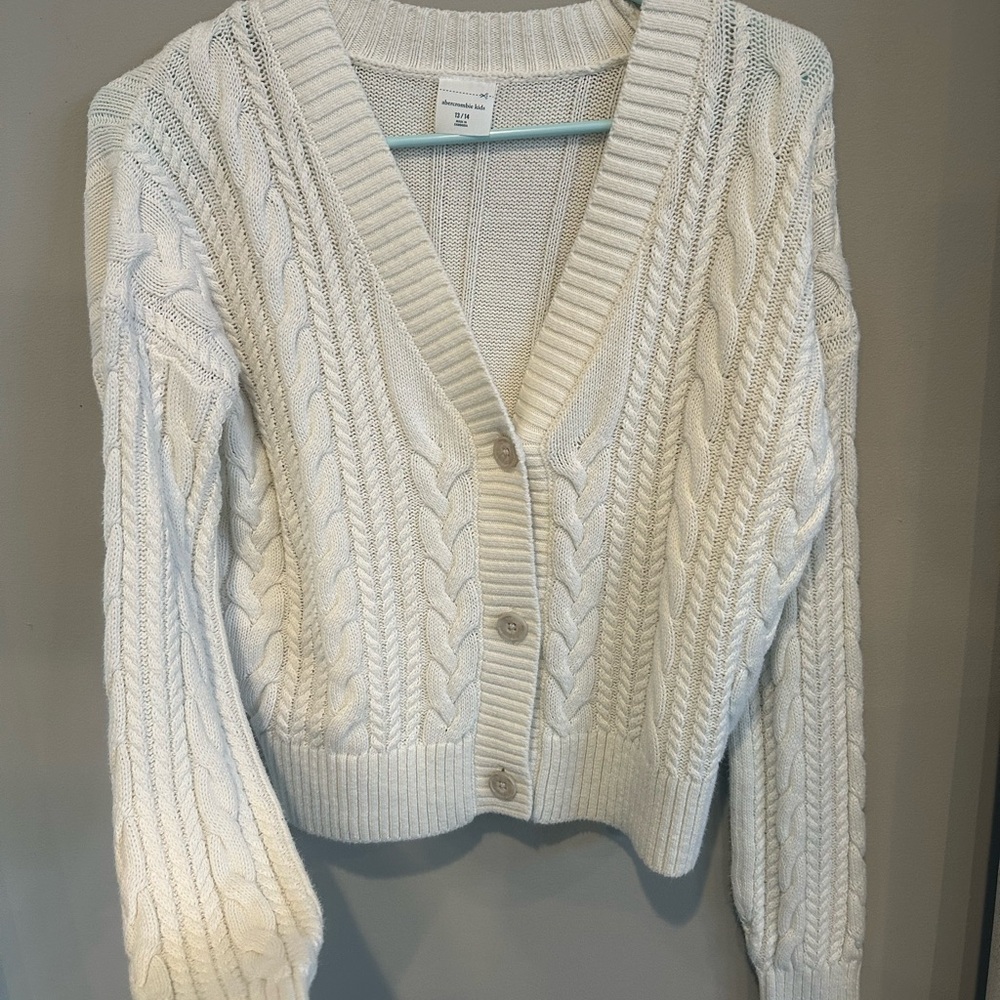 Abercrombie Kids White Cable Knit Sweater